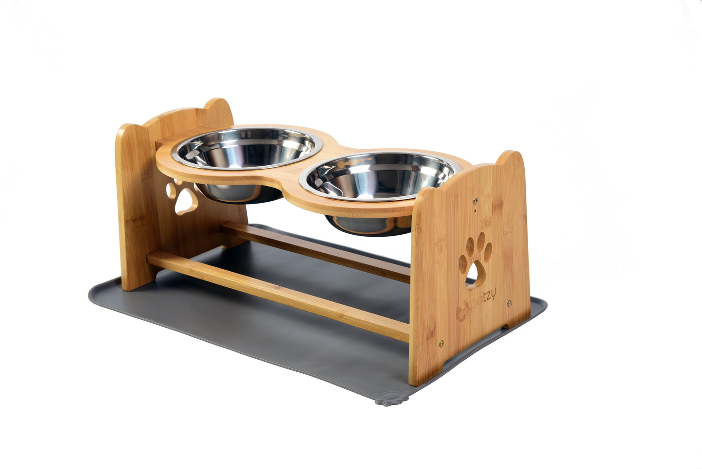 Premium Hundenapf oder Katzennapf höhenverstellbar, 350 - 1200 ml Fassungsvermögen pro Napf, Perfekter Futternapf für Hund und Katze, Näpfe mit Futterstation aus Bambus + rutschfeste Napfunterlage wählbar