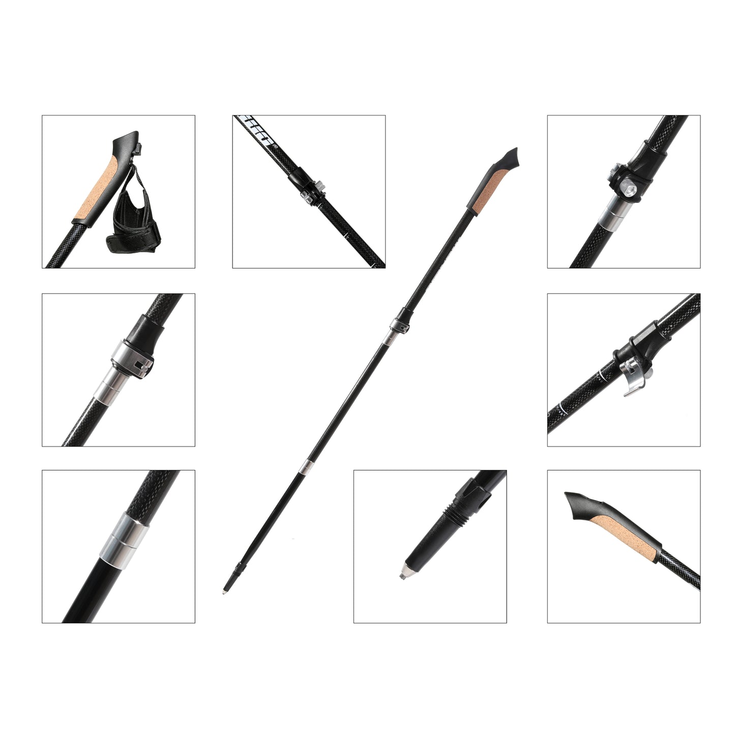 Muawo faltbar verstellbar Premium Nordic Walking Stöcke | ultraleichte 249g, 105-135cm Teleskobstange, 67% Carbon | Trekkingstöcke, Wanderstöcke, Walkingstöcke Herren & Damen