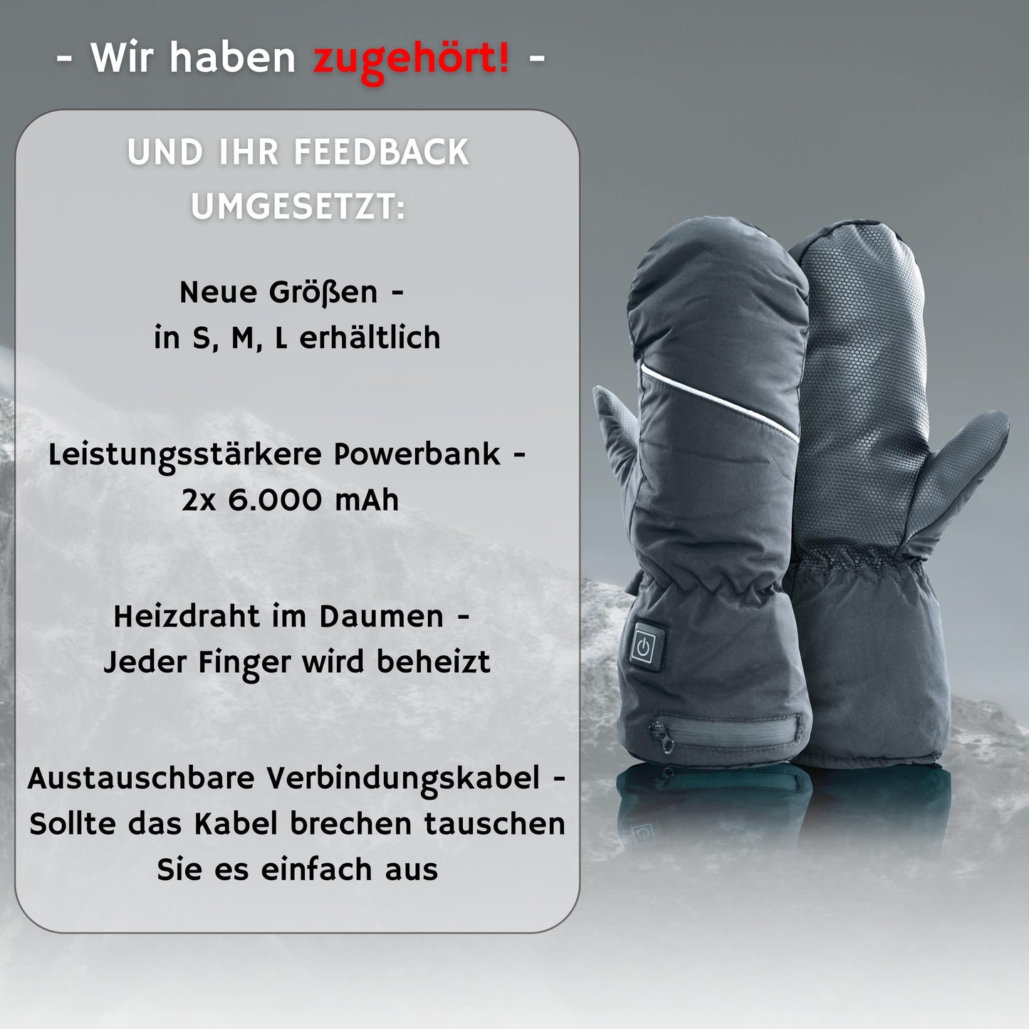 beheizbare handschuhe fäustlinge NorthHeat Premium optimierte beheizte Handschuhe