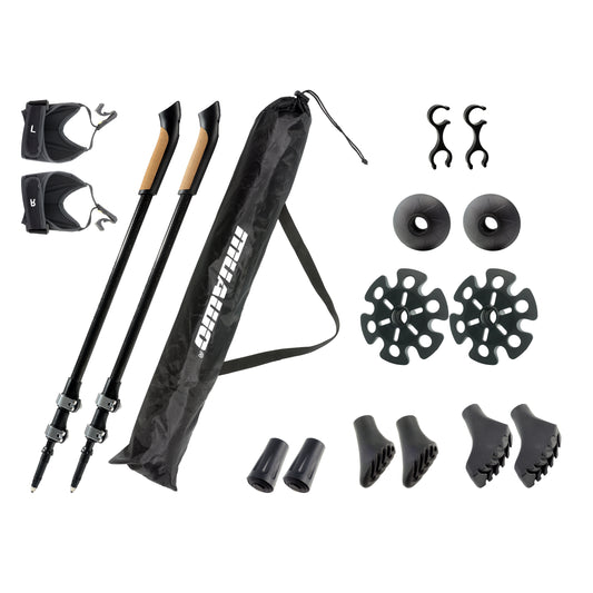 Muawo verstellbar Premium Nordic Walking Stöcke | 100% Carbon, ultraleichte 209g, 64-135cm Easy-Clickverschluss | Trekkingstöcke, Wanderstöcke, Walkingstöcke Herren & Damen