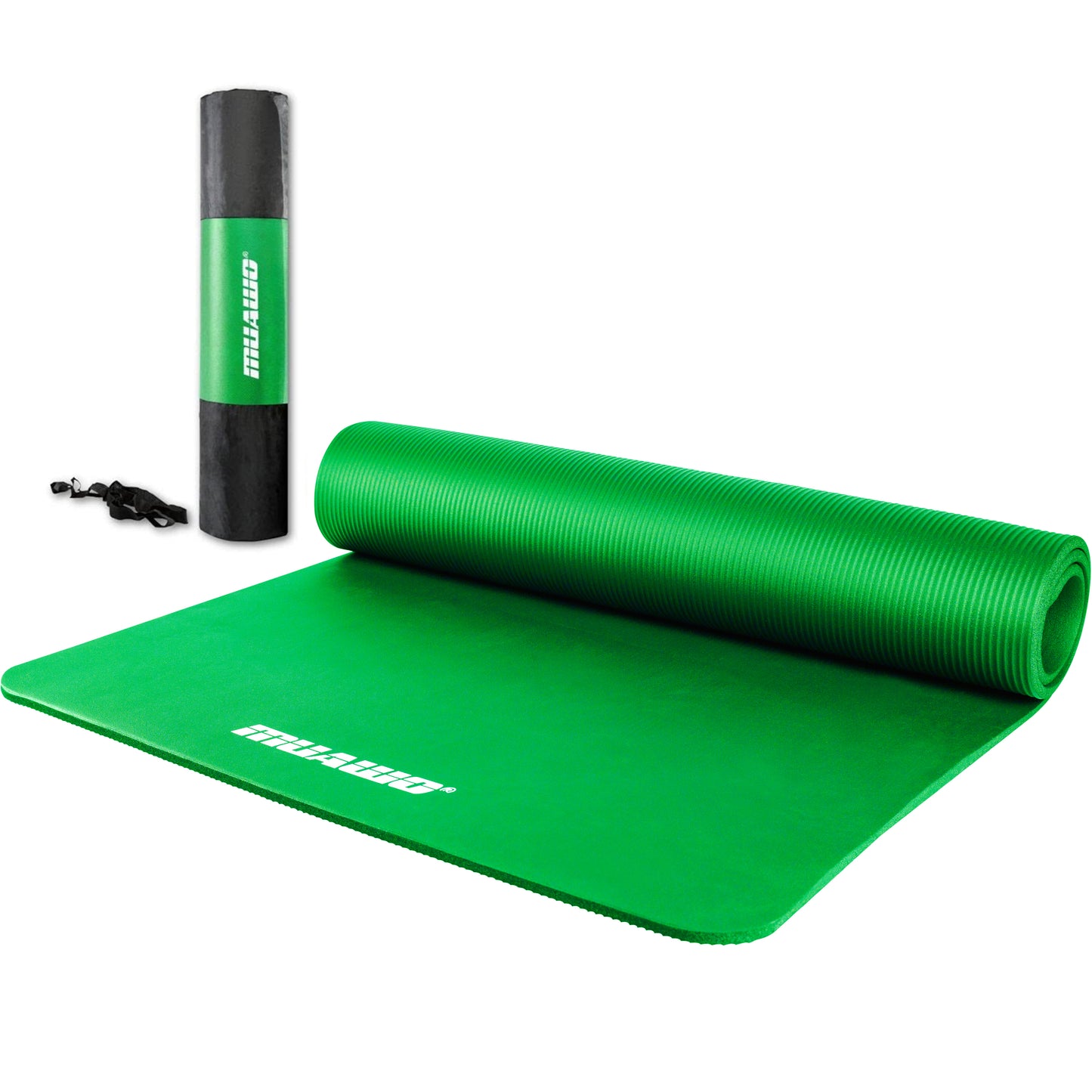 Muawo Premium Sportmatte und Fitnessmatte, perfekt als Yogamatte, Gymnastikmatte, Trainingsmatte | rutschfest | extra-dick & extra-lang | bis zu 190 cm Länge x 100 cm Breite x 1,5 cm Dicke
